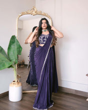 Load image into Gallery viewer, Ready to Wear 1 Min Ruffle Work Designer Silk Saree with Stitched Work Koti
