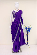 Load image into Gallery viewer, Ready to Wear 1 Min Ruffle Work Designer Silk Saree with Stitched Work Koti
