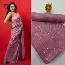 Load image into Gallery viewer, Attractive Party Wear Wine Colour Mono Net Fabric Embroidery Work Saree
