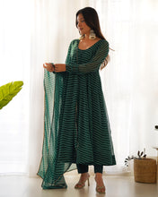 Load image into Gallery viewer, Green Georgette Lehariya Printed Full Stitched Anarkali Gown
