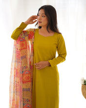 Load image into Gallery viewer, Attractive Yellow Colour  Viscose straight Kurta With Dupatta
