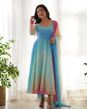 Load image into Gallery viewer, Pure Soft Georgette Multicolor Full Stitched Anarkali Gown For Girls Wear
