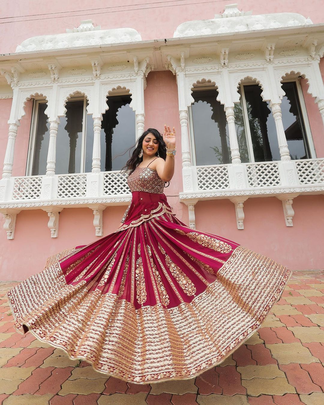 Function Wear Maroon Color Georgette Lehenga Choli