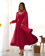 Load image into Gallery viewer, Pink Color Lehariya Printed Georgette Gown
