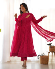 Load image into Gallery viewer, Pink Color Lehariya Printed Georgette Gown
