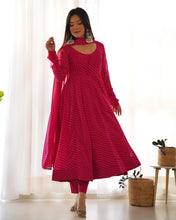 Load image into Gallery viewer, Pink Color Lehariya Printed Georgette Gown
