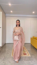 Load image into Gallery viewer, Peach Organza Silk Embroidered Work Saree
