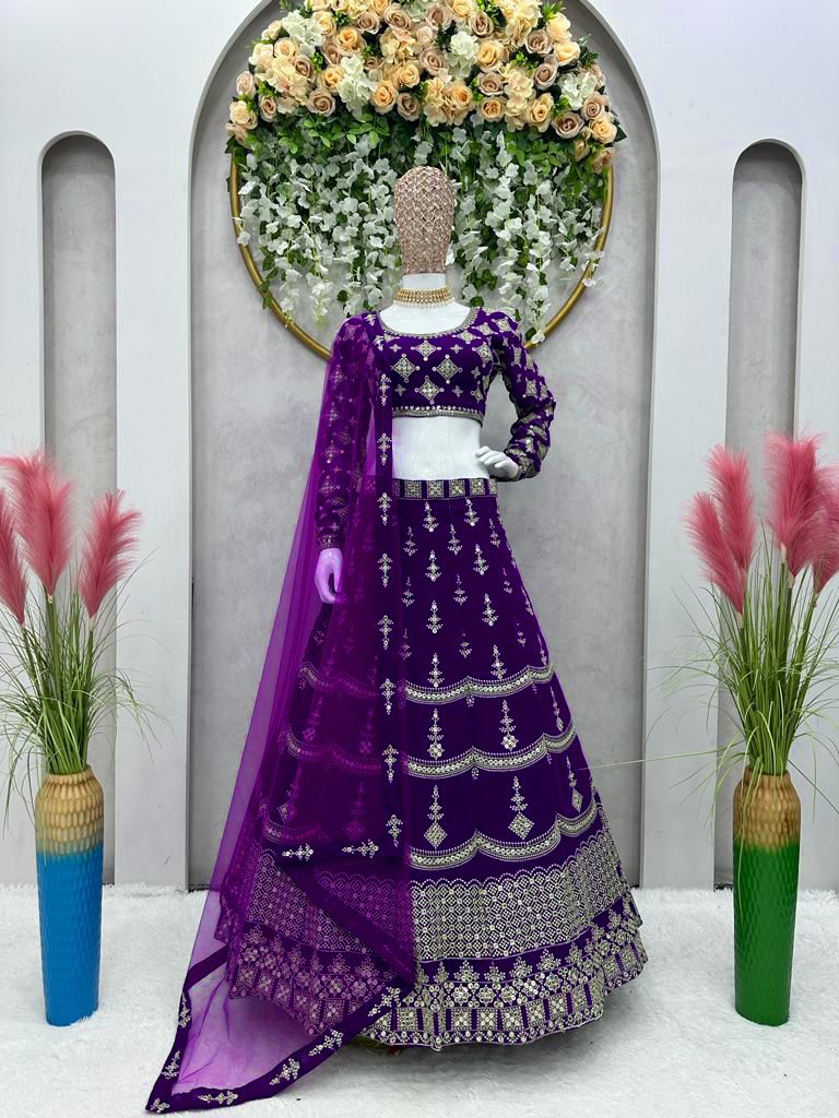 Perfect Purple Georgette Sequence Work Lehenga Choli