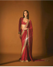 Load image into Gallery viewer, Red Color Georgette Heavy Border Work Saree
