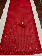 Load image into Gallery viewer, Cherry Red Heavy Sequence Work Saree
