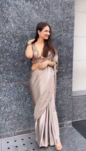 Load image into Gallery viewer, Party Wear Plain Silk Saree with Work Blouse
