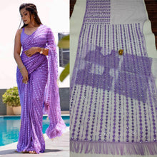 Load image into Gallery viewer, Lovely Soft Net Sequence Work Saree With Work Blouse
