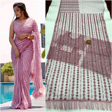 Load image into Gallery viewer, Perfect Pink Soft Net Sequence Work Fancy Designer Saree With Embroidered Blouse
