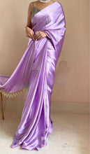 Load image into Gallery viewer, Plain Satin Silk Saree with Latkan Border Lace
