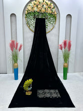 Load image into Gallery viewer, Black Velvet Saree with Work Blouse
