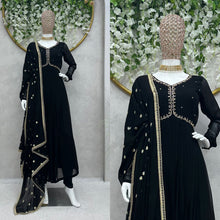 Load image into Gallery viewer, Black Georgette Handwork Stitched Salwar Suit
