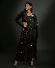 Load image into Gallery viewer, Sonakshi : Black Sequence Work Designer Saree
