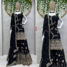 Load image into Gallery viewer, Black Ready to Wear Georgette Sharara Suit
