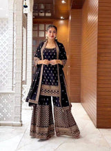 Load image into Gallery viewer, Black Georgette Sequence Work Sharara Suit
