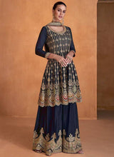 Load image into Gallery viewer, Navy Blue Heavy Embroidered Ready to Wear Suit Set
