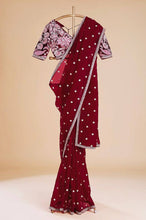 Load image into Gallery viewer, Beautiful Heavy Tissu Silk Fabric Thread Sequence Work With Fancy Lace Saree
