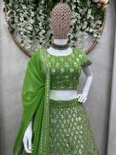 Load image into Gallery viewer, Green Color Georgette Heavy Sequence Work Lehenga Choli
