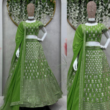 Load image into Gallery viewer, Green Color Georgette Heavy Sequence Work Lehenga Choli
