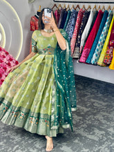 Load image into Gallery viewer, South Indian Wear Kota Silk Full Stitched Gown with Dupatta
