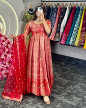 Load image into Gallery viewer, South Indian Wear Kota Silk Full Stitched Gown with Dupatta
