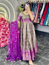 Load image into Gallery viewer, South Indian Wear Kota Silk Full Stitched Gown with Dupatta
