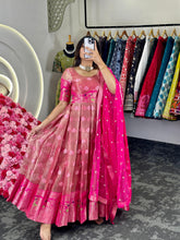 Load image into Gallery viewer, South Indian Wear Kota Silk Full Stitched Gown with Dupatta
