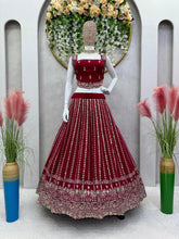 Load image into Gallery viewer, Maroon Georgette Semi Stitched Lehenga Choli
