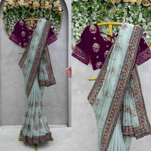 Load image into Gallery viewer, Avani : Wedding Wear Organza Silk Saree With Velvet Blouse
