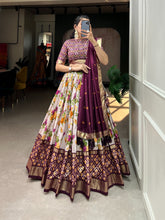 Load image into Gallery viewer, Designer Tusser Silk Floral &amp; Patola Print Lehenga Choli
