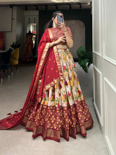 Load image into Gallery viewer, Designer Tusser Silk Floral &amp; Patola Print Lehenga Choli
