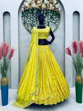 Load image into Gallery viewer, Elegant Yellow Colour Sequence Embroidary Work Lehenga Choli With Can Can And Beautiful Desinger Blouse
