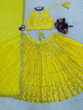 Load image into Gallery viewer, Elegant Yellow Colour Sequence Embroidary Work Lehenga Choli With Can Can And Beautiful Desinger Blouse
