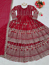 Load image into Gallery viewer, Trending Embroidary And Sequence Work Wedding Wear Anarkali Gown With Duppata
