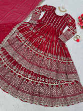 Load image into Gallery viewer, Trending Embroidary And Sequence Work Wedding Wear Anarkali Gown With Duppata
