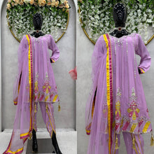 Load image into Gallery viewer, Beautiful Designer Outfit On Chinon Silk Febric With 9MM Sequnce And Thred Work Dhoti Suit
