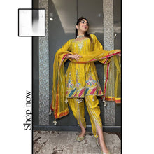 Load image into Gallery viewer, Beautiful Designer Outfit On Chinon Silk Febric With 9MM Sequnce And Thred Work Dhoti Suit
