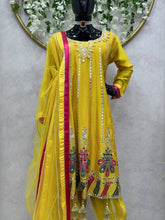 Load image into Gallery viewer, Beautiful Designer Outfit On Chinon Silk Febric With 9MM Sequnce And Thred Work Dhoti Suit
