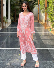 Load image into Gallery viewer, Office Wear Rayon Cotton Embroidered Kurta Pant Set
