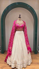 Load image into Gallery viewer, Designer White &amp; Pink Georgette Sequence Work Lehenga Choli
