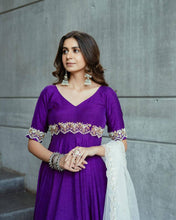 Load image into Gallery viewer, Attracrive Tranding Purple Colour Long Flair Gown
