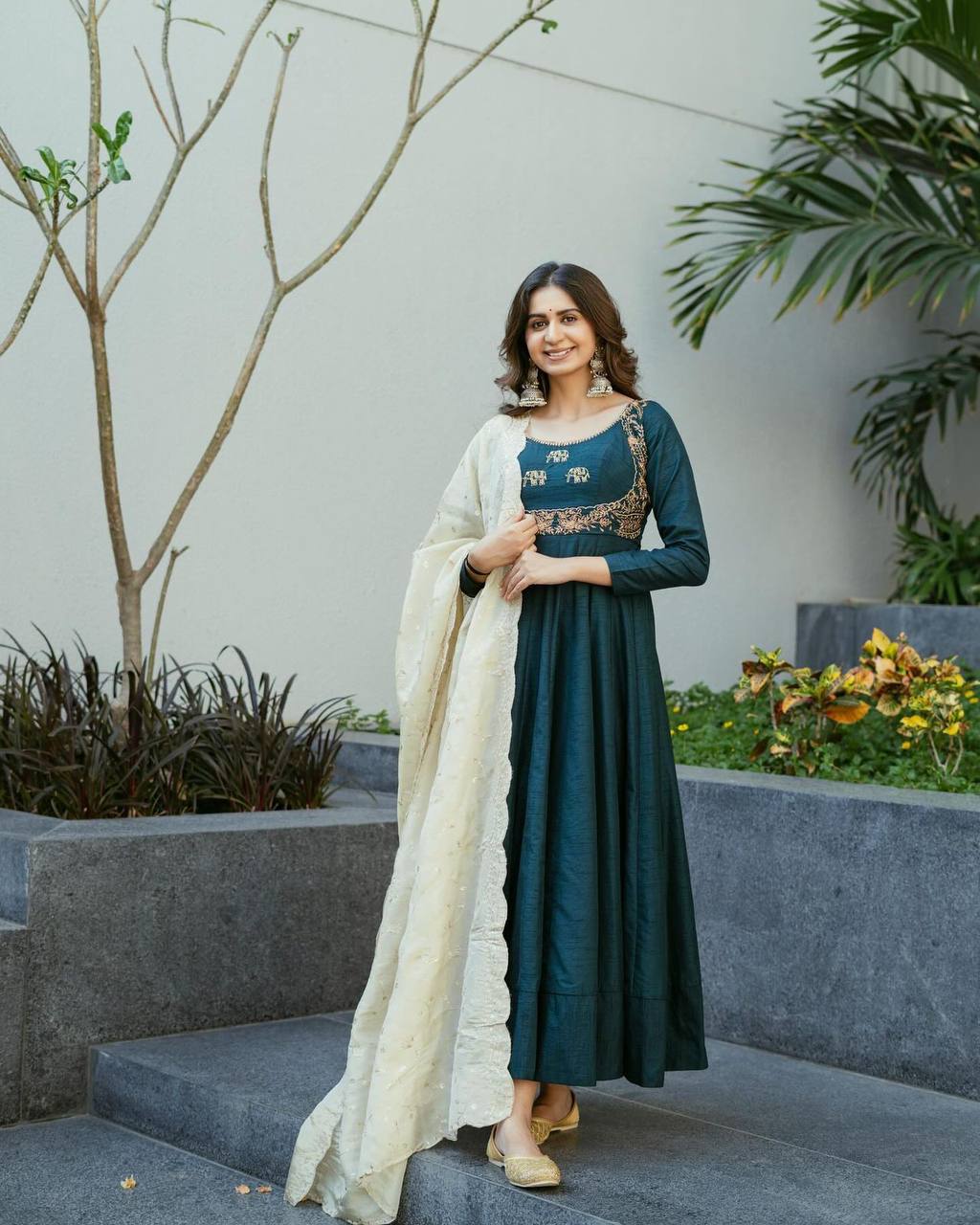 Beautiful Designer Teal Green Suit With Heavy Fhantom Silk Febric