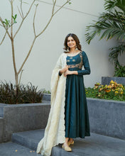 Load image into Gallery viewer, Beautiful Designer Teal Green Suit With Heavy Fhantom Silk Febric
