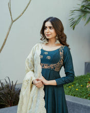 Load image into Gallery viewer, Beautiful Designer Teal Green Suit With Heavy Fhantom Silk Febric
