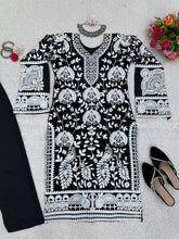 Load image into Gallery viewer, Beautiful Designer Black Suit On Heavy Georgette Fabric With Chain-Stitch Work And Pent
