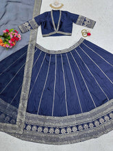 Load image into Gallery viewer, Attractive Designer Blue Wedding &amp; Functional Wear Lehenga Choli
